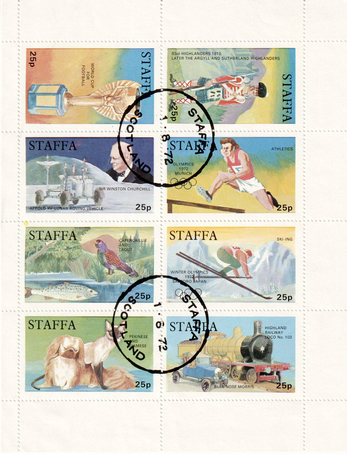 GB Locals - 1972 Staffa - Pictorials set (different thematics)- J&P Cat Ref. 028-035 - Perf., CTO
