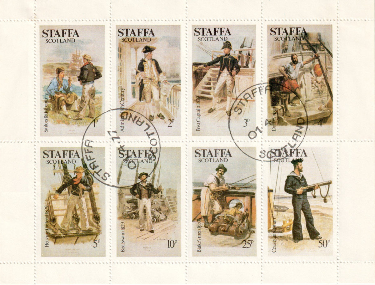 GB Locals - 1977 Staffa - Sailor's Costumes, J&P Cat Ref. 492-499 - Perf., CTO