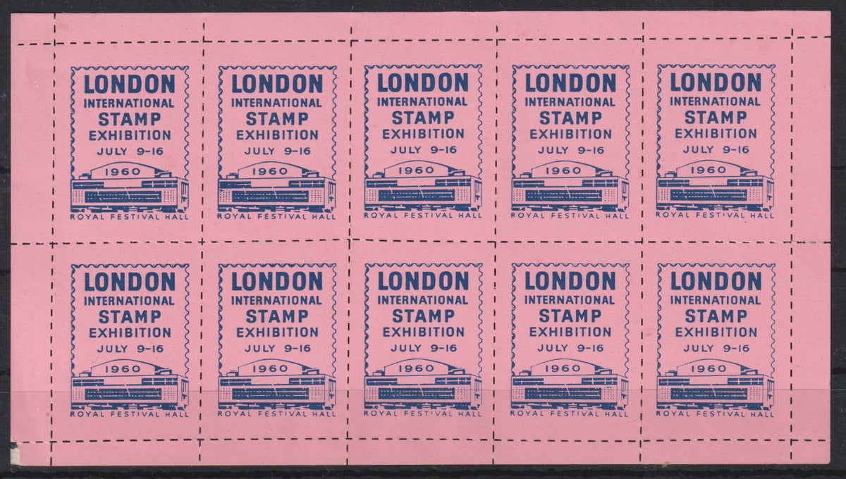 GB 1960 London International Stamp Exhibition, Complete Sheet MNH