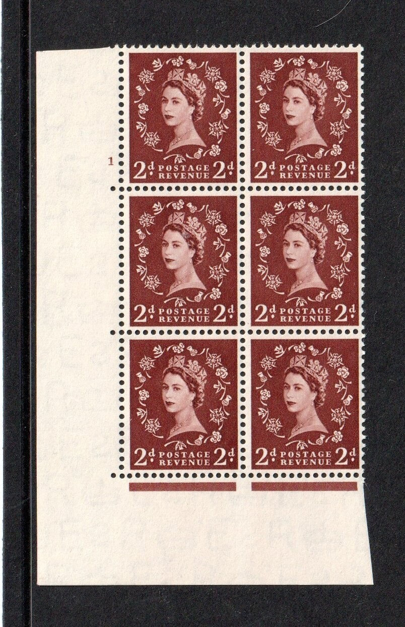 GB - 2p Tudor Crown Cyl. Block of 6 - SG518 UMM