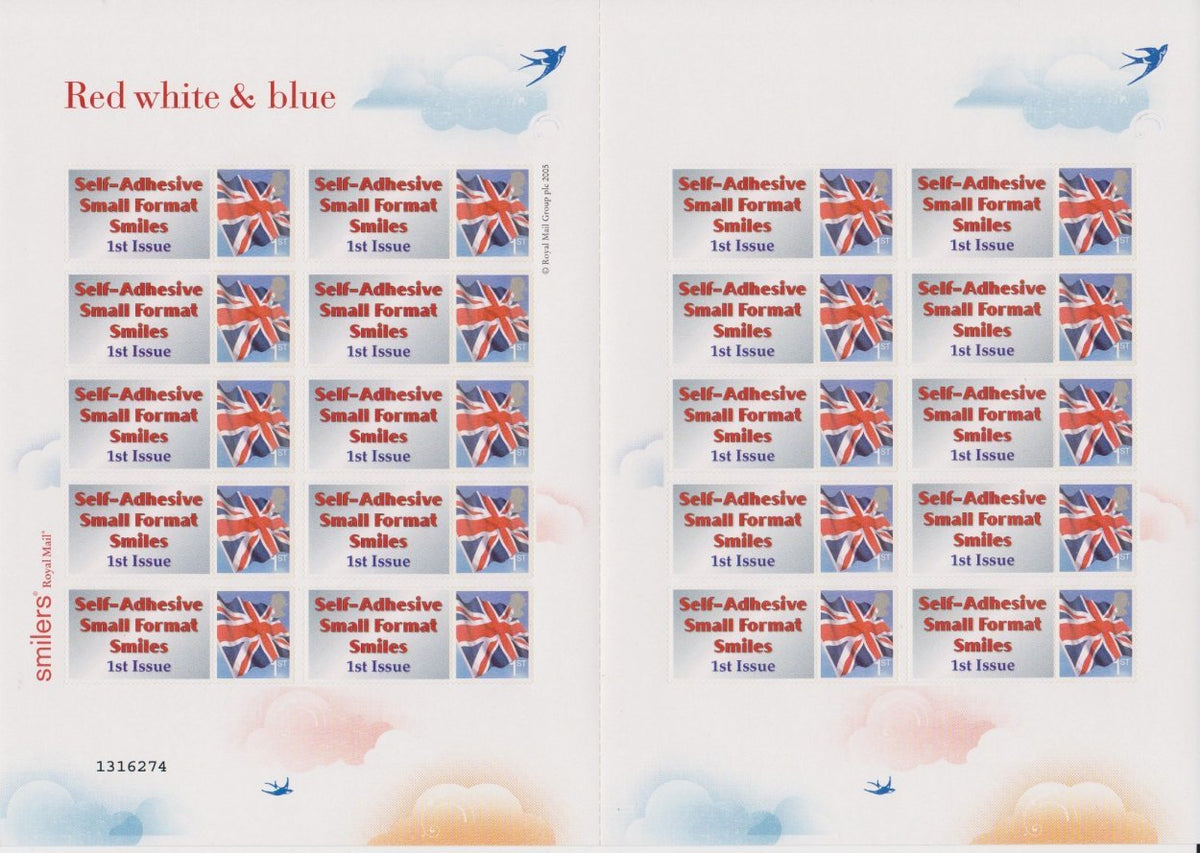 GB 2005 - Self Adhesive Small Format Smilers - Red White and Blue - TS28b