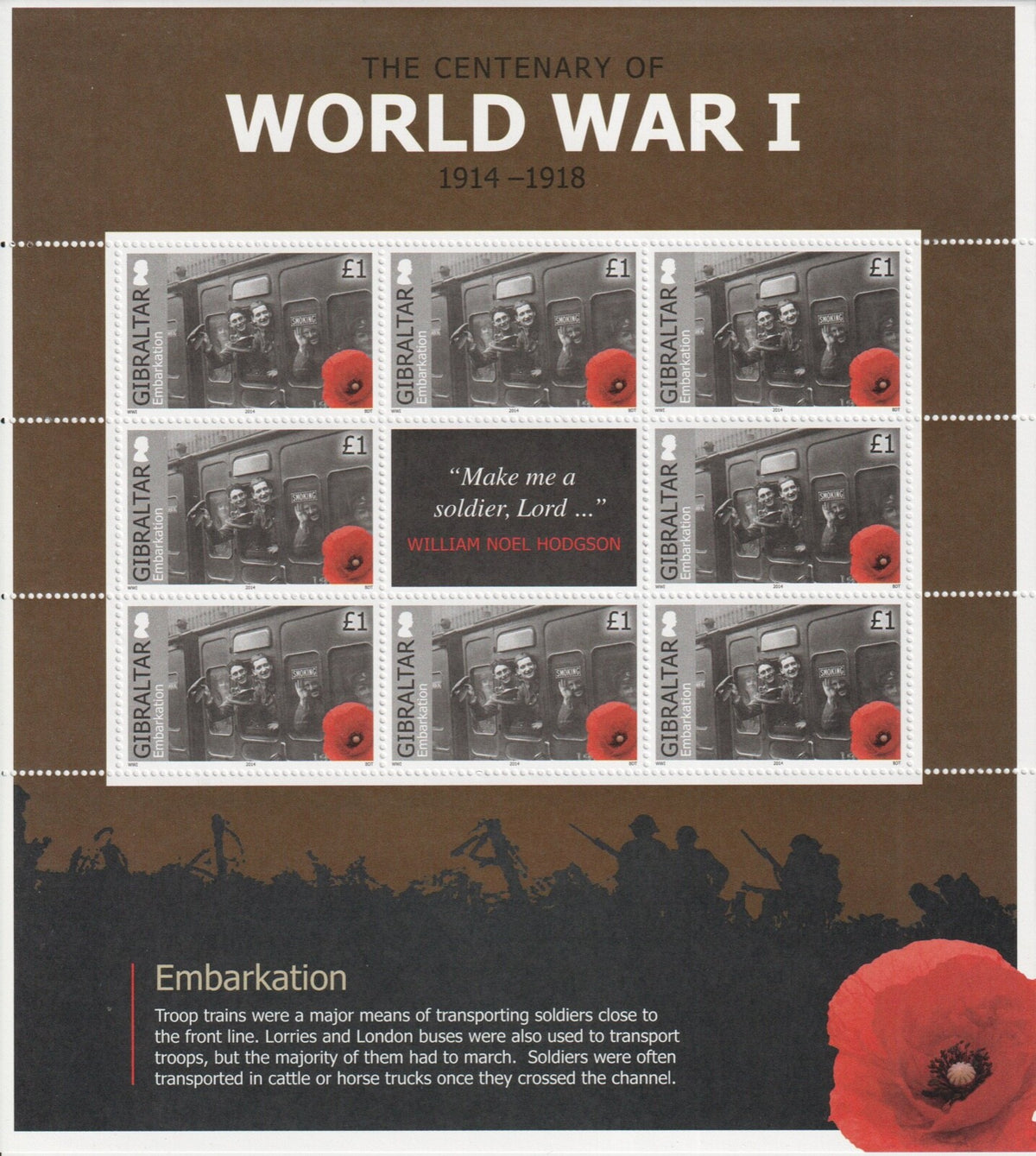 Gibraltar 2014 Centenary Of World War 1 (1st Issue) SG 1565 - 1570 - MNH/UMM