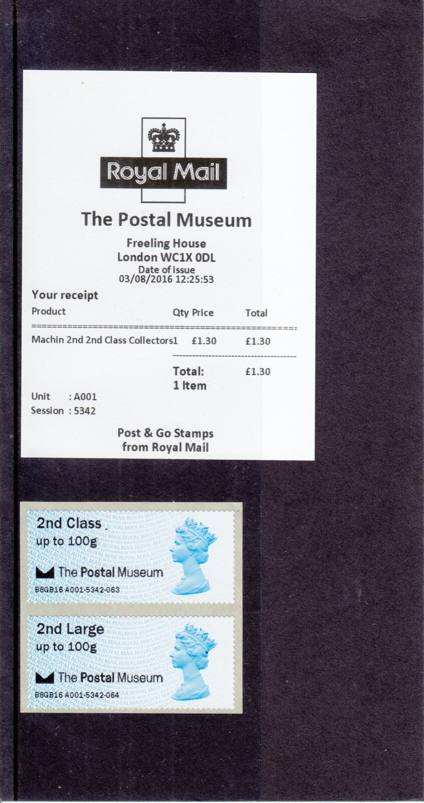 GB - Post & Go - The Postal Museum - 2nd Class - B8GB16 A001 Strip (MA12)