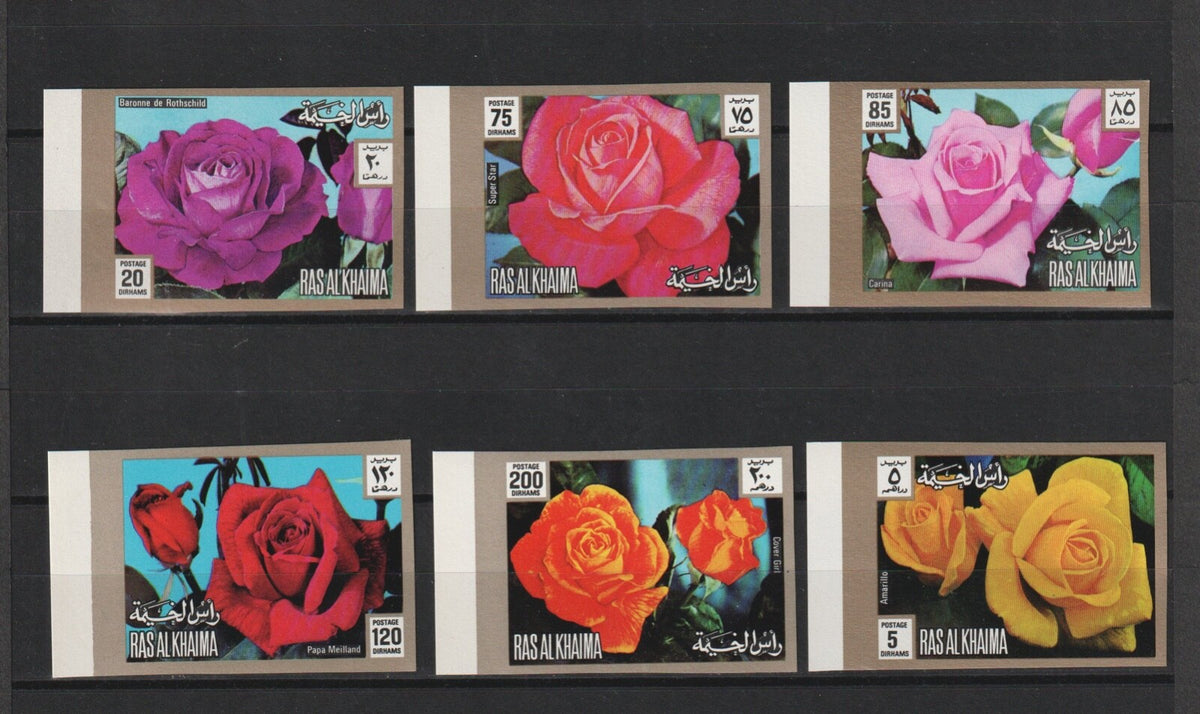 1972 Ras Al Khaima - Roses - Mi 853B-858B - Imperf. - MNH