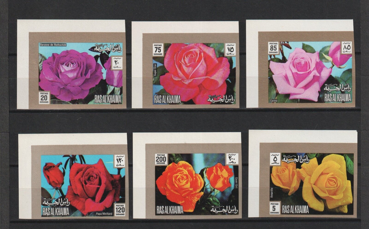 1972 Ras Al Khaima - Roses - Mi 853B-858B - Imperf. - MNH