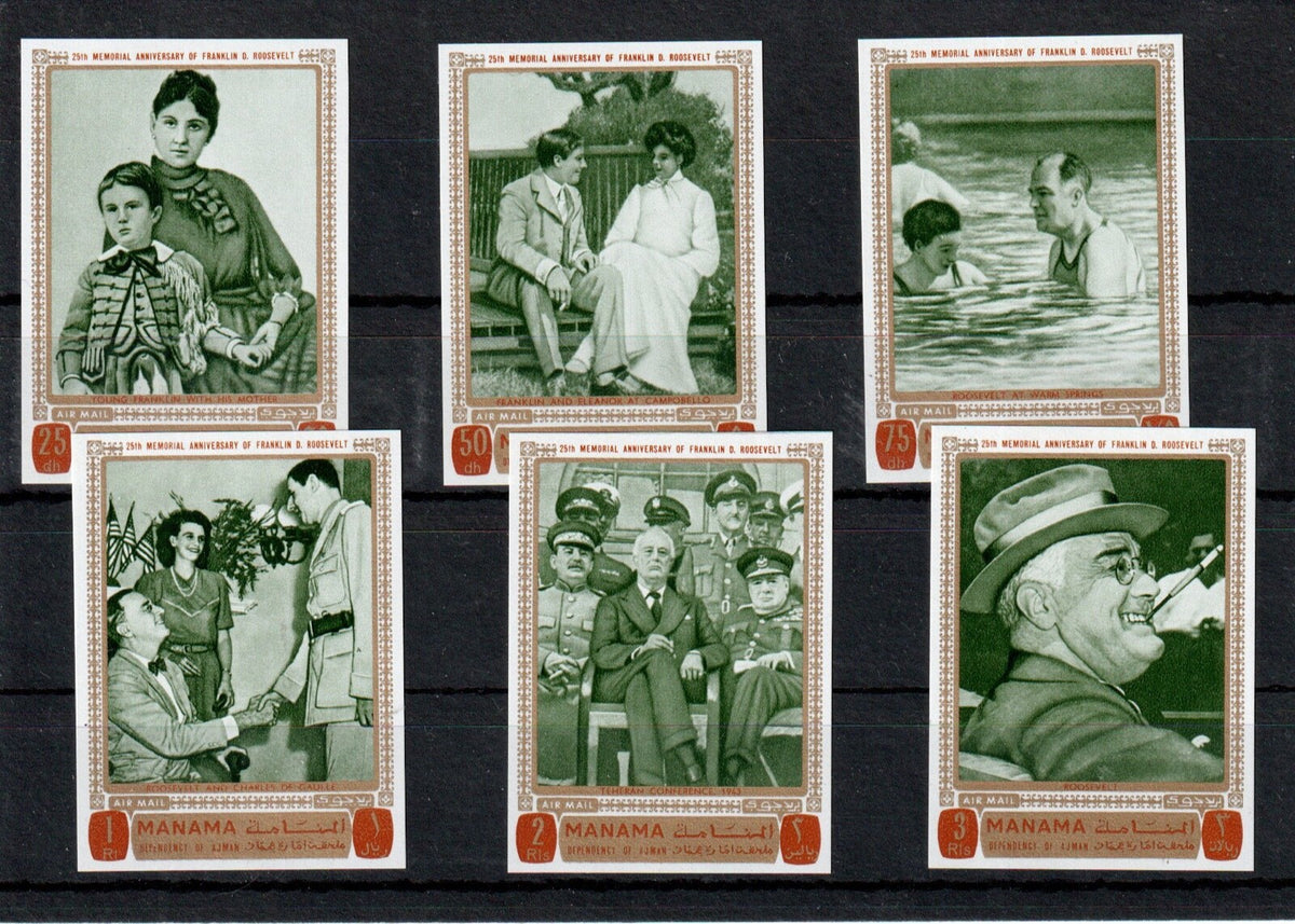 1970 Manama - Franklin D. Roosevelt - Mi-327B-332B, IMPERF - MNH
