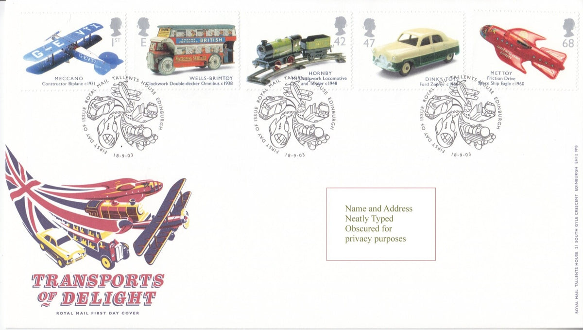GB 2003 - Classic Transport Toys - FDC
