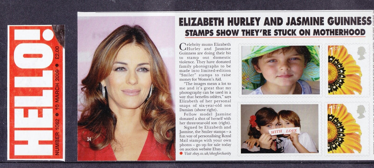 GB 2009 - Charity Smilers Sheet Cat: TSL-091 signed by Elizabeth Hurley - Rare!