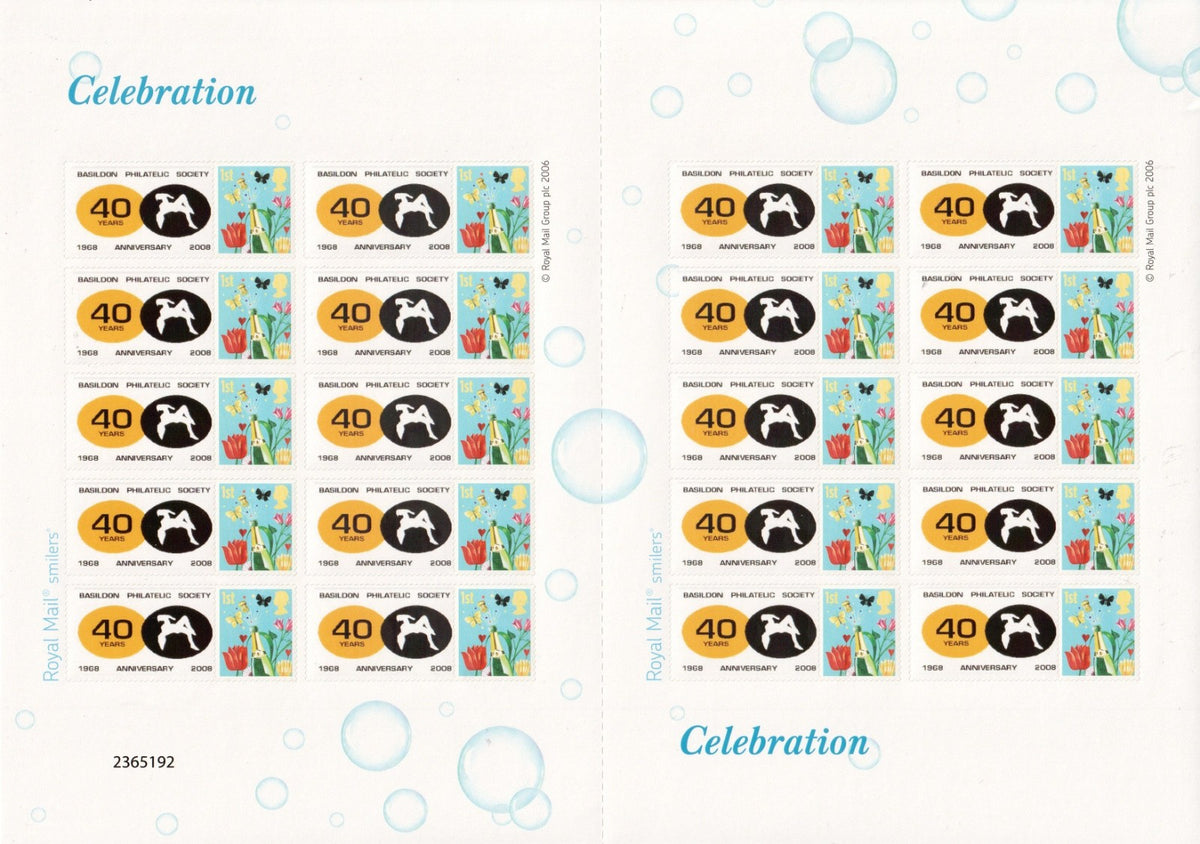 GB 2008 - Basildon Philatelic Society - 40th Anniversary Smilers - TS294