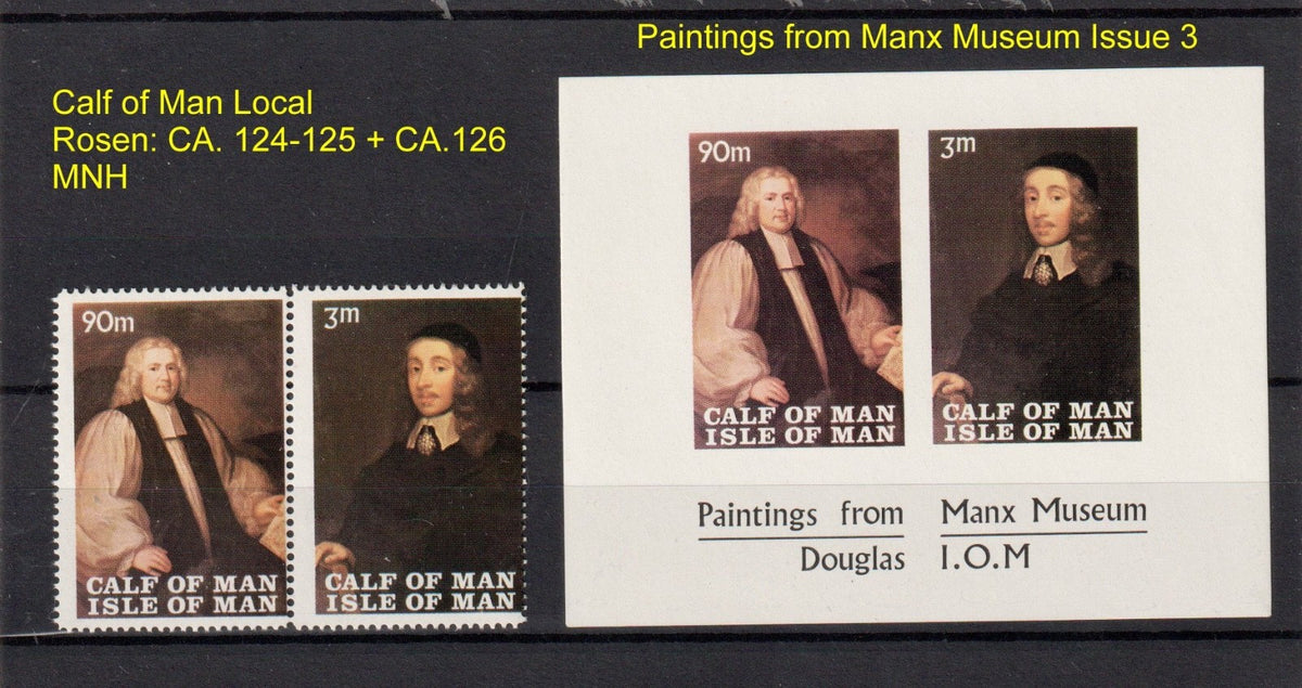 Calf of Man: Manx Museum Paintings Issue 3 CA.124-125 + CA.126 MS MNH