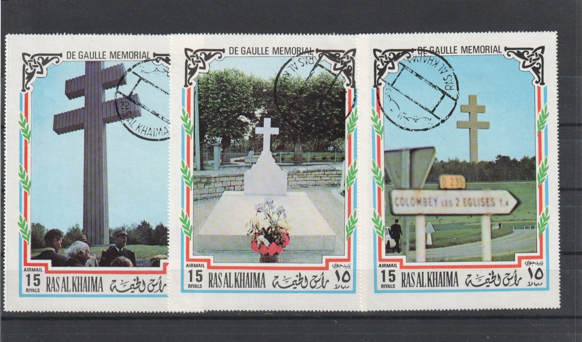 1972 Ras Al Khaima - Memory of Charles De Gaulle - Mi 773A-775A - Perf. - Used