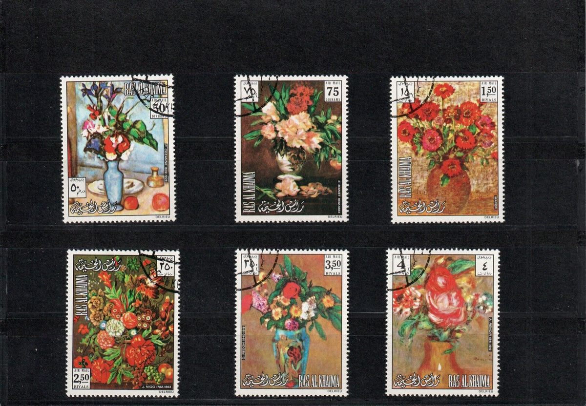 1972 Ras Al Khaima - Flower Paintings - Mi 865-870 Perf. CTO