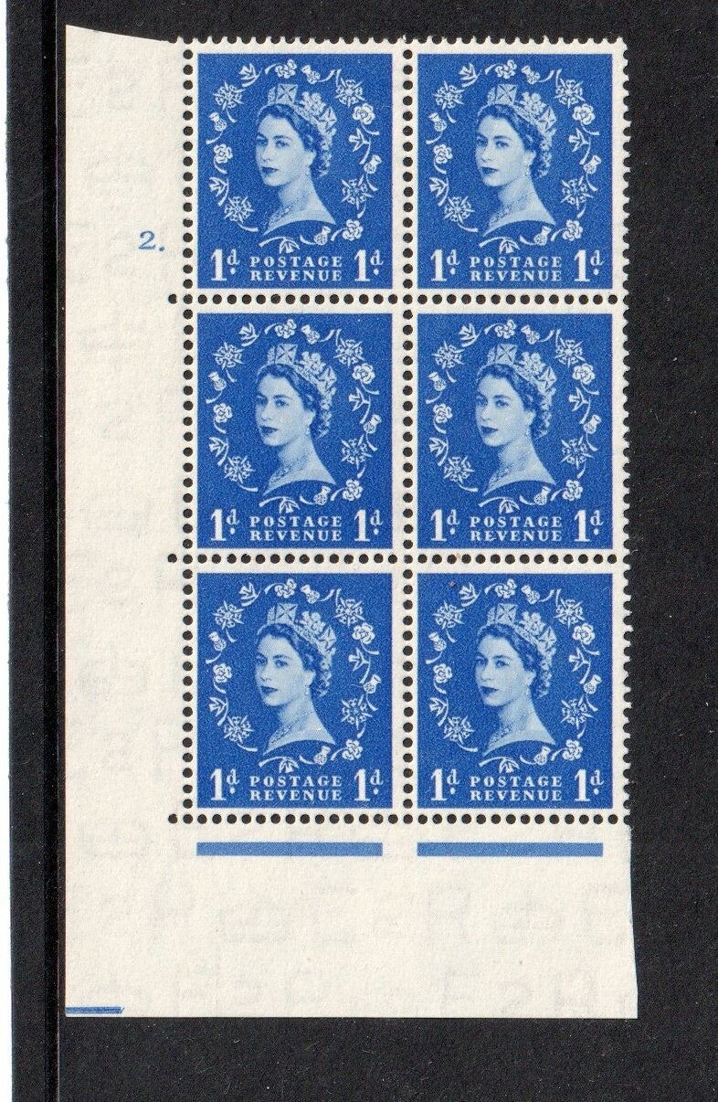 GB - 1p Tudor Crown Cyl. Block of 6 - SG516 UMM