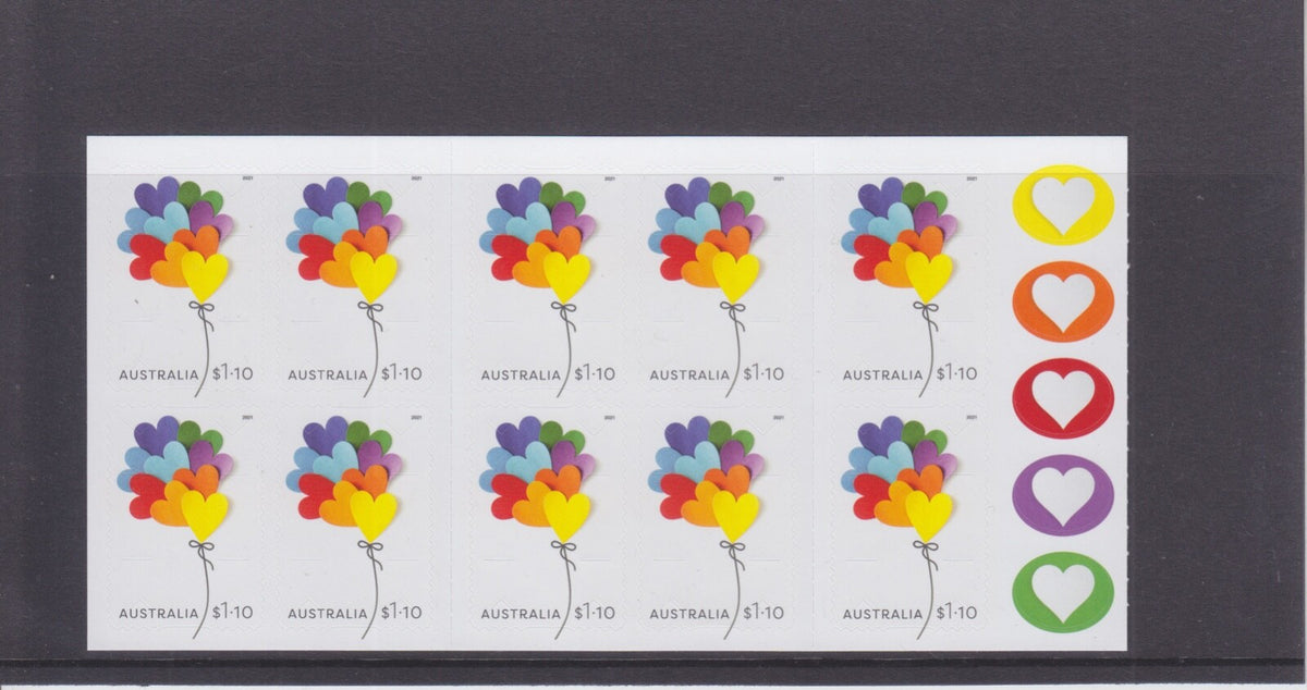 2021 Australia - Memorable Moments Peel and Stick Self Ad. Booklet - 10 x $1.10