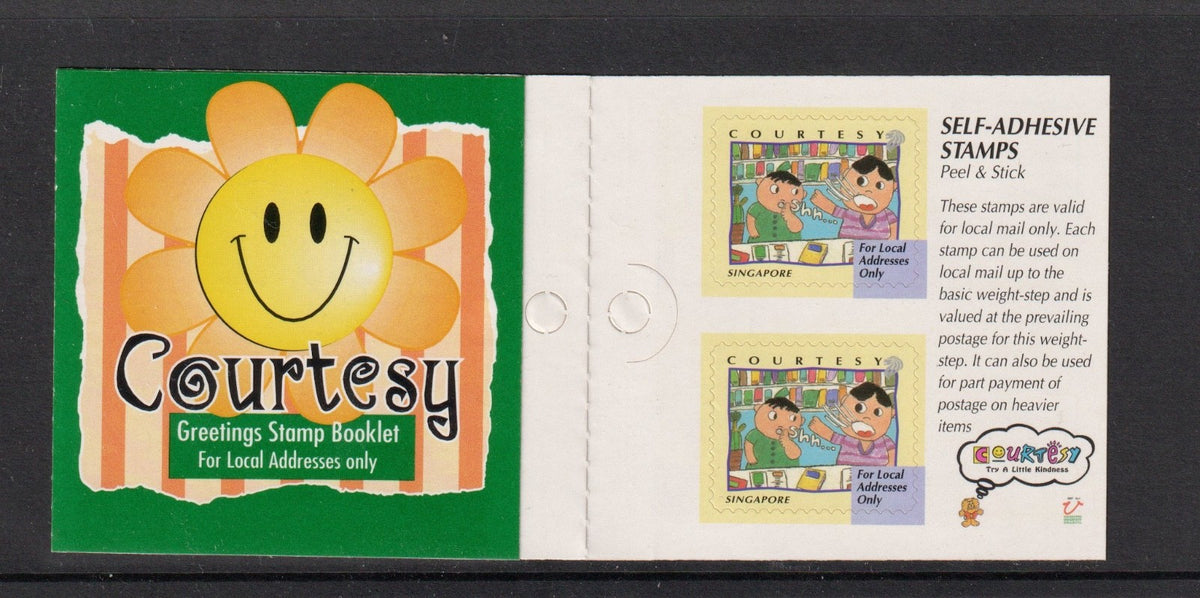 1996 Singapore : Greetings Stamp Booklet - Courtesy - 10 x 1st Local MNH