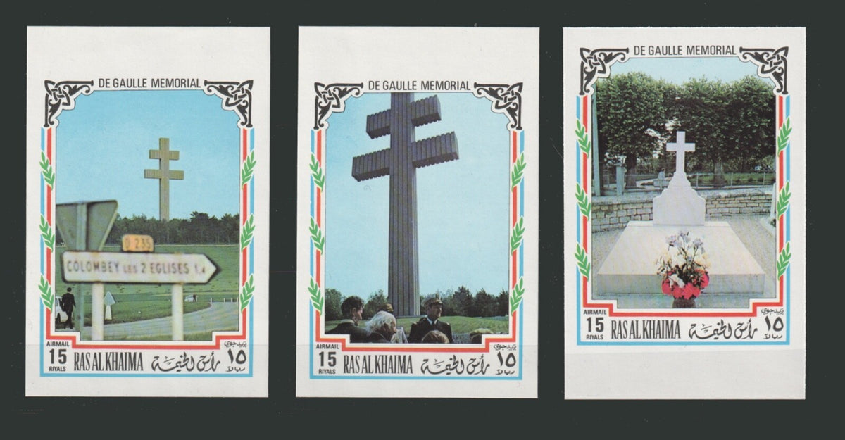 1972 Ras Al Khaima - Memory of Charles De Gaulle - Mi 773B-775B - Imperf. - MNH