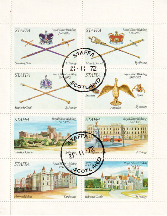 GB Locals - 1972 Staffa - Royal Silver Wedding,  J&P Cat Ref. 044-051  - Perf., CTO