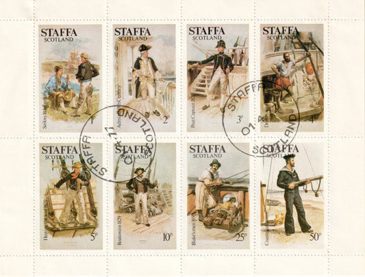 GB Locals - 1977 Staffa - Sailor's Costumes,  J&P Cat Ref. 492-499  - Perf., CTO