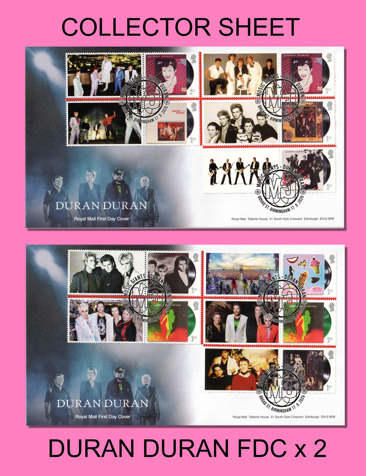 GB 2026 - Duran Duran Collector Sheet First Day Covers (2) GS-191 CTO