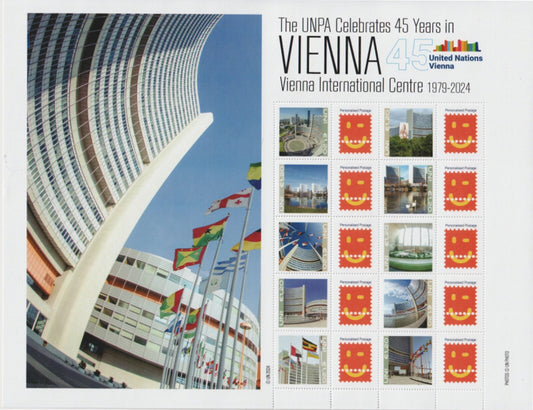 UN 2024  Vienna 45 - 45 years of UN Vienna - Personalised Stamp Sheet - MNH