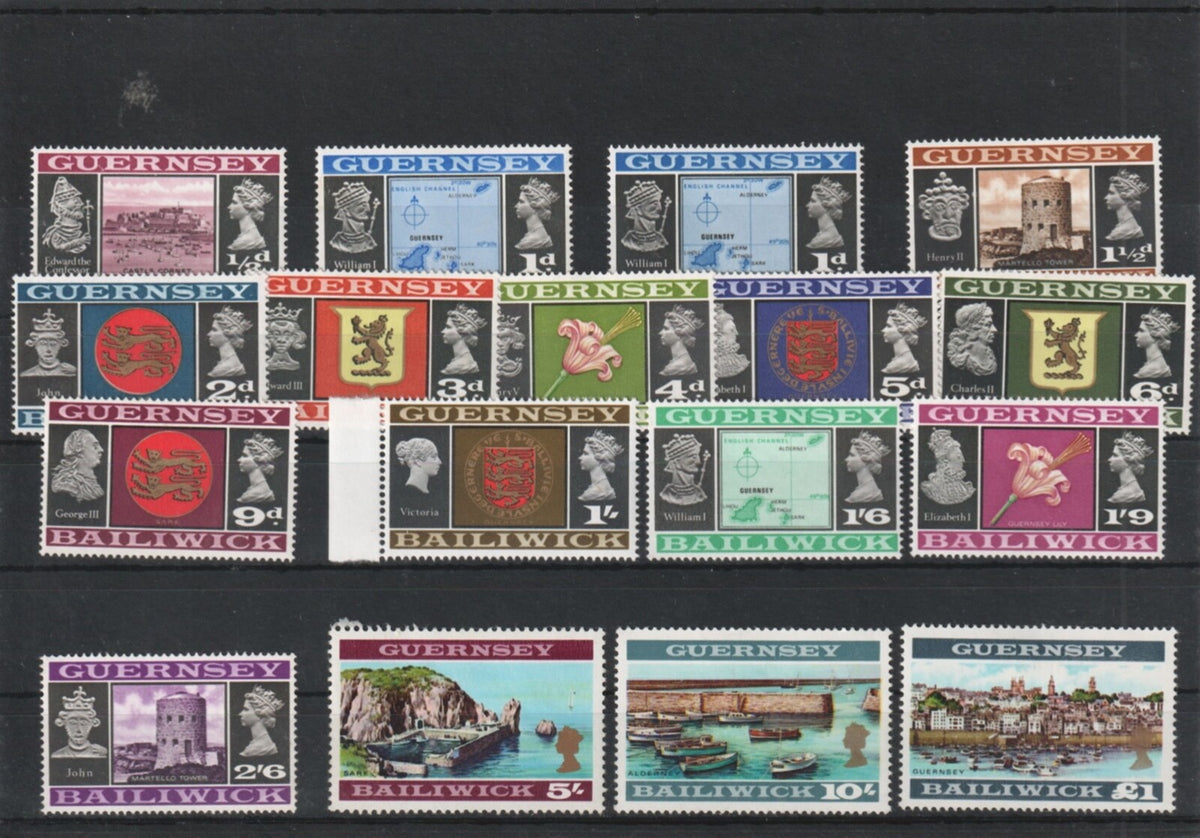 Guernsey 1969-72  - Definitive Set SG-13-28 (17 stamps) MH