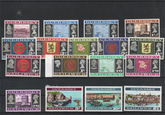 Guernsey 1969-72  - Definitive Set SG-13-28 (17 stamps) MH
