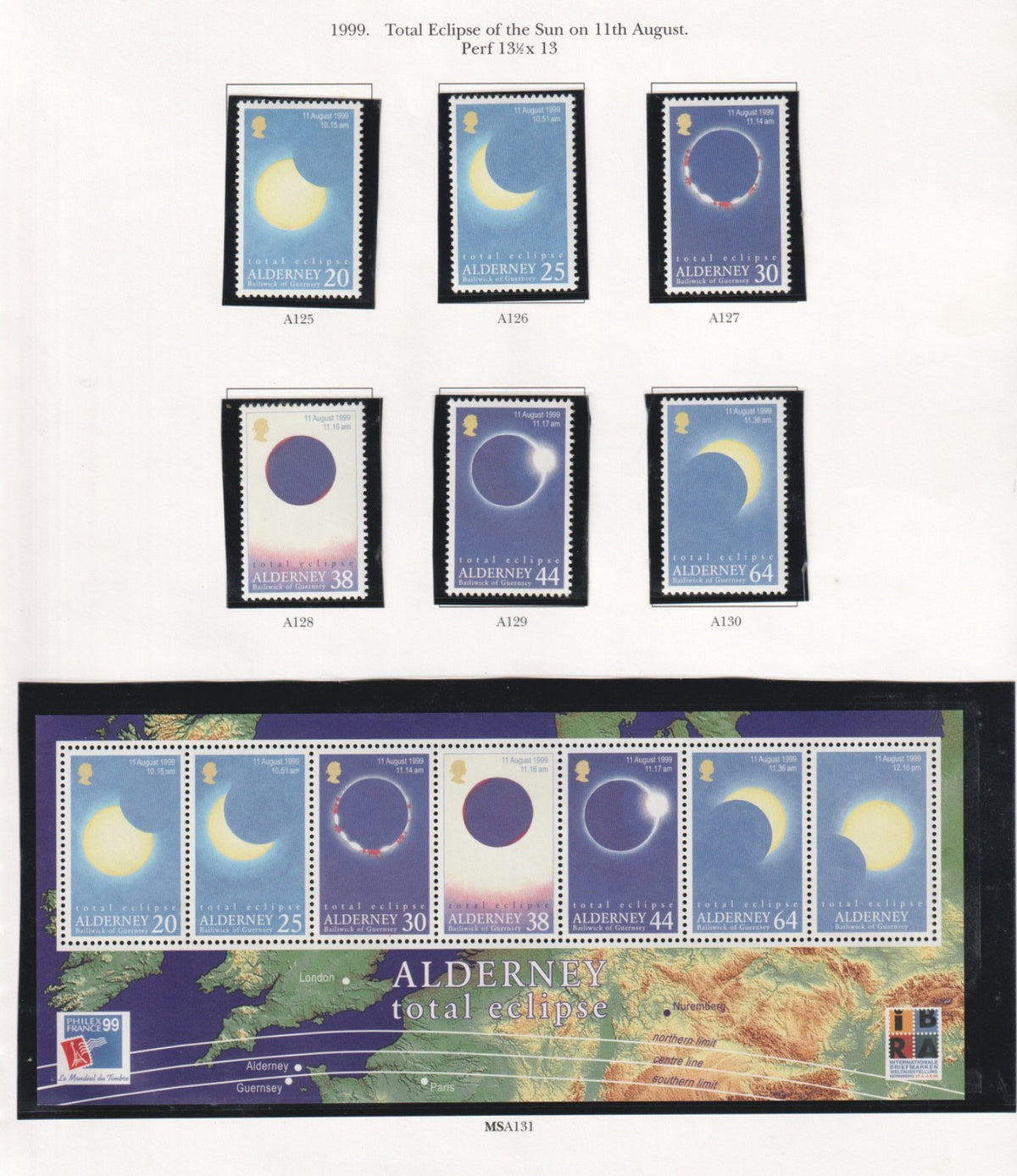 Alderney 1999 - Total Eclipse Of the Sun - 11 August 1999 - MNH