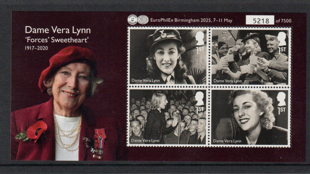 Vera Lynn : EUROPHILEX 2025 Exhibition Numbered, Limited Ed. Miniature Sheet MNH