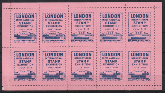 GB 1960 London International Stamp Exhibition, Complete Sheet MNH