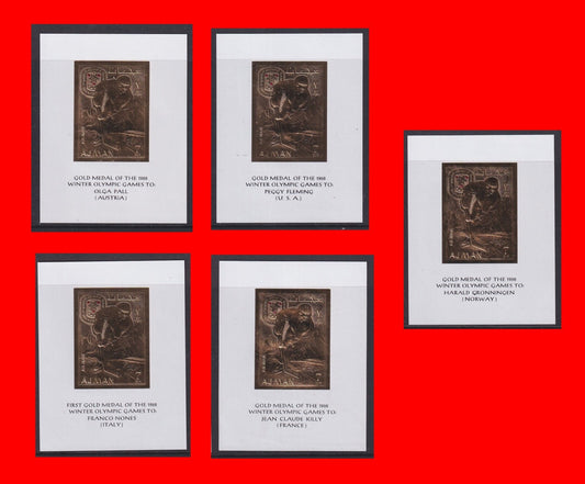 Ajman 1968 - Winter Olympic Games - Grenoble - Deluxe Mini Sheets (5) MNH
