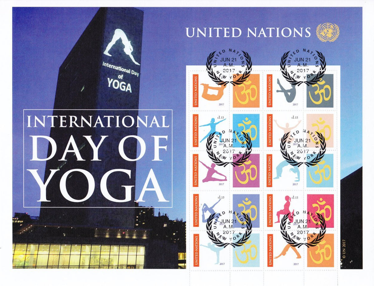 UN 2017 - International Day of Yoga Personalised Stamp Sheet - CTO