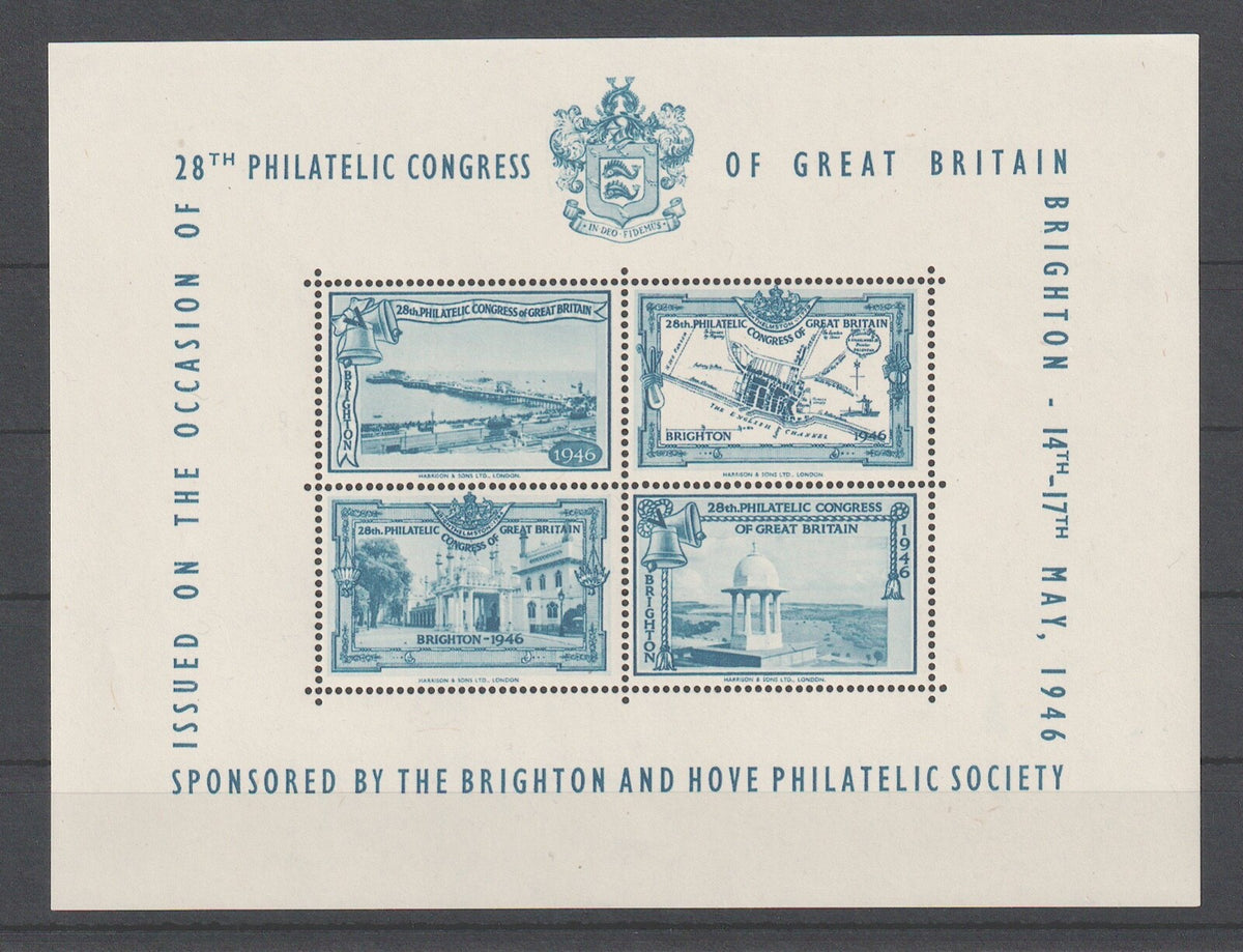 GB 1946 28th Philatelic Congress, Brighton 4 x  Exhibition Sheets - MNH + +