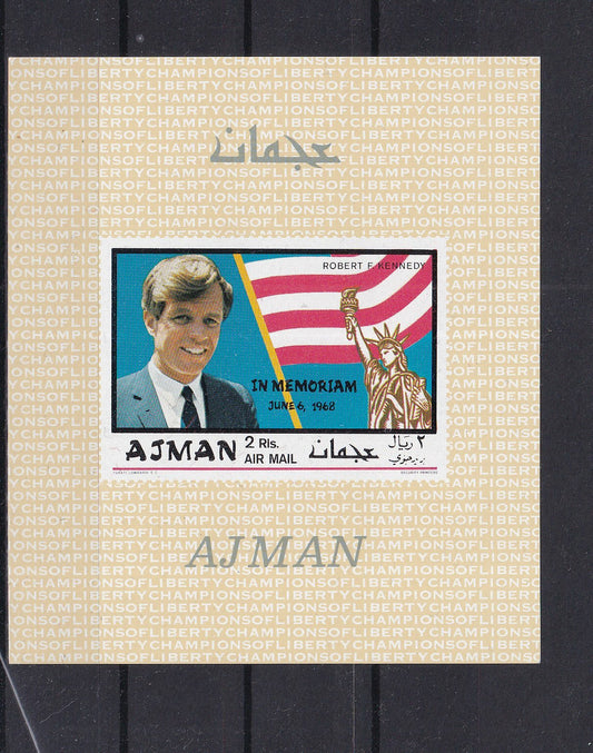 Ajman 1969 - Robert Kennedy o/p Mini Sheet Mi-Bl. 143 - MNH IMPERF