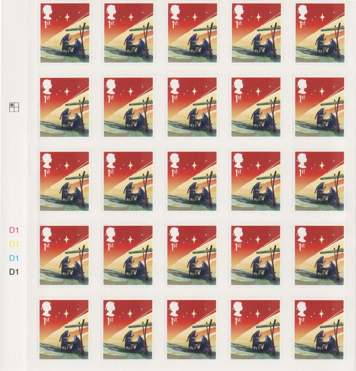 GB - Royal Mail 2015 Staff Christmas Card with 50 x 1st Xmas - Matrix Intact