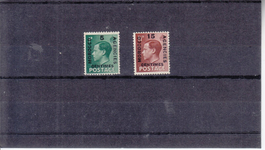 GB 1936 - Kind Edward VIII definitive set - Morocco Agencies (Centimes) o/p MH