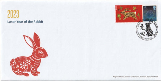 GB 2023 - Lunar New Year, Year of the Rabbit Special Hand Stamp Smilers Cover #1