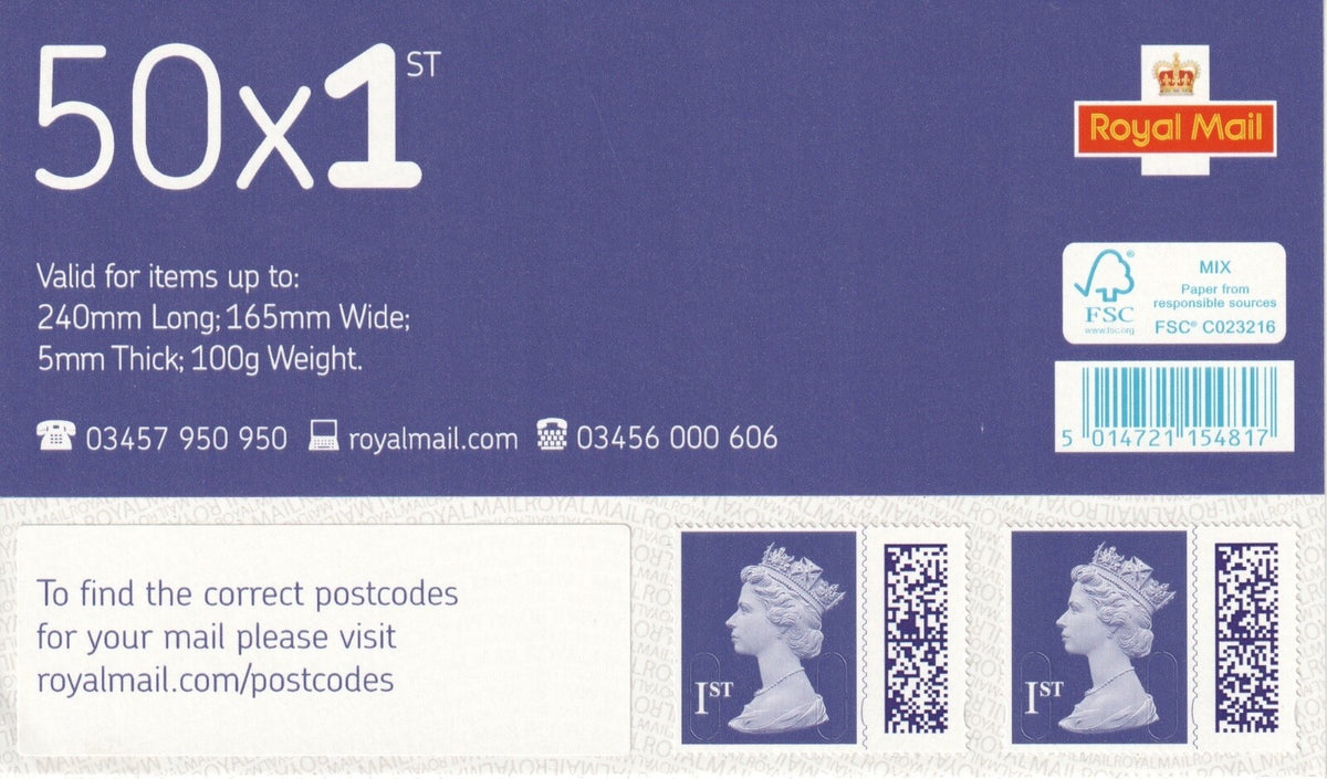 GB 2022 - Barcoded 1st Class Header Panel - MBIL M22L SBP2i -  2 Stamps (not 50)