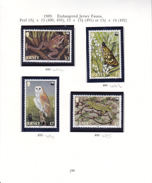 Jersey 1989 - Endangered Species  - SG 492-495 - MNH