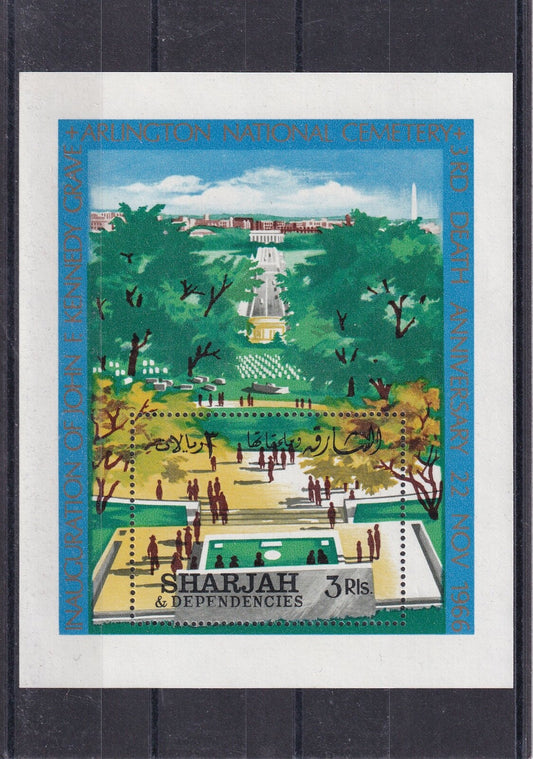 1966 Sharjah - Third Anniversary Of President Kennedy's Death Mini Sheet - MNH