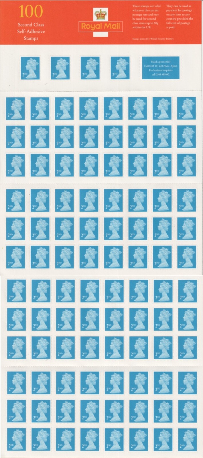 GB 1998 - First Royal Mail 100 x 2nd Class Business Sheet complete MNH - RARE