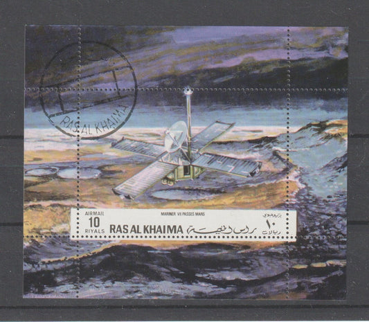 1970 Ras Al Khaimah -  Space Research - Mariner 7  S/Sheet - Mi-Block F 95 A CTO