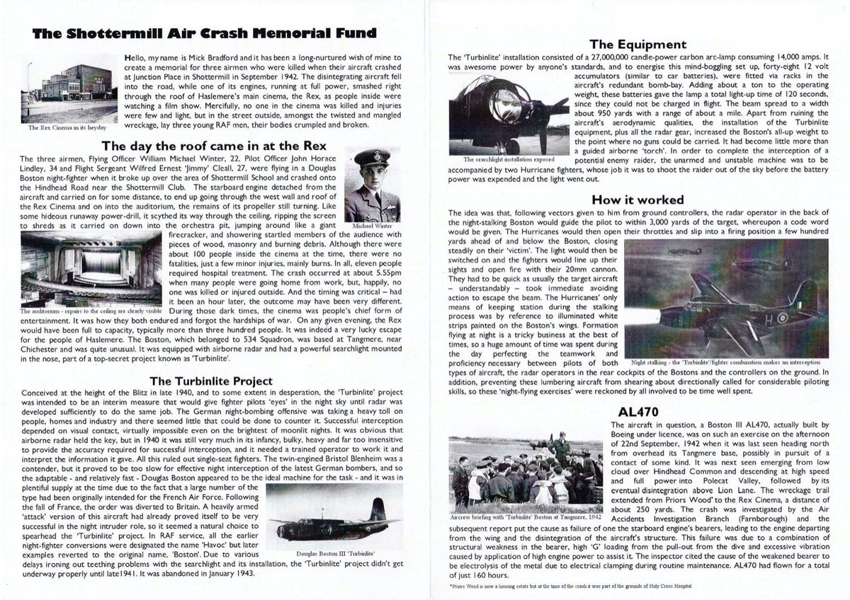 GB 2013 - Shottermill Air Crash Memorial - Themed Smilers Sheet - TS-465