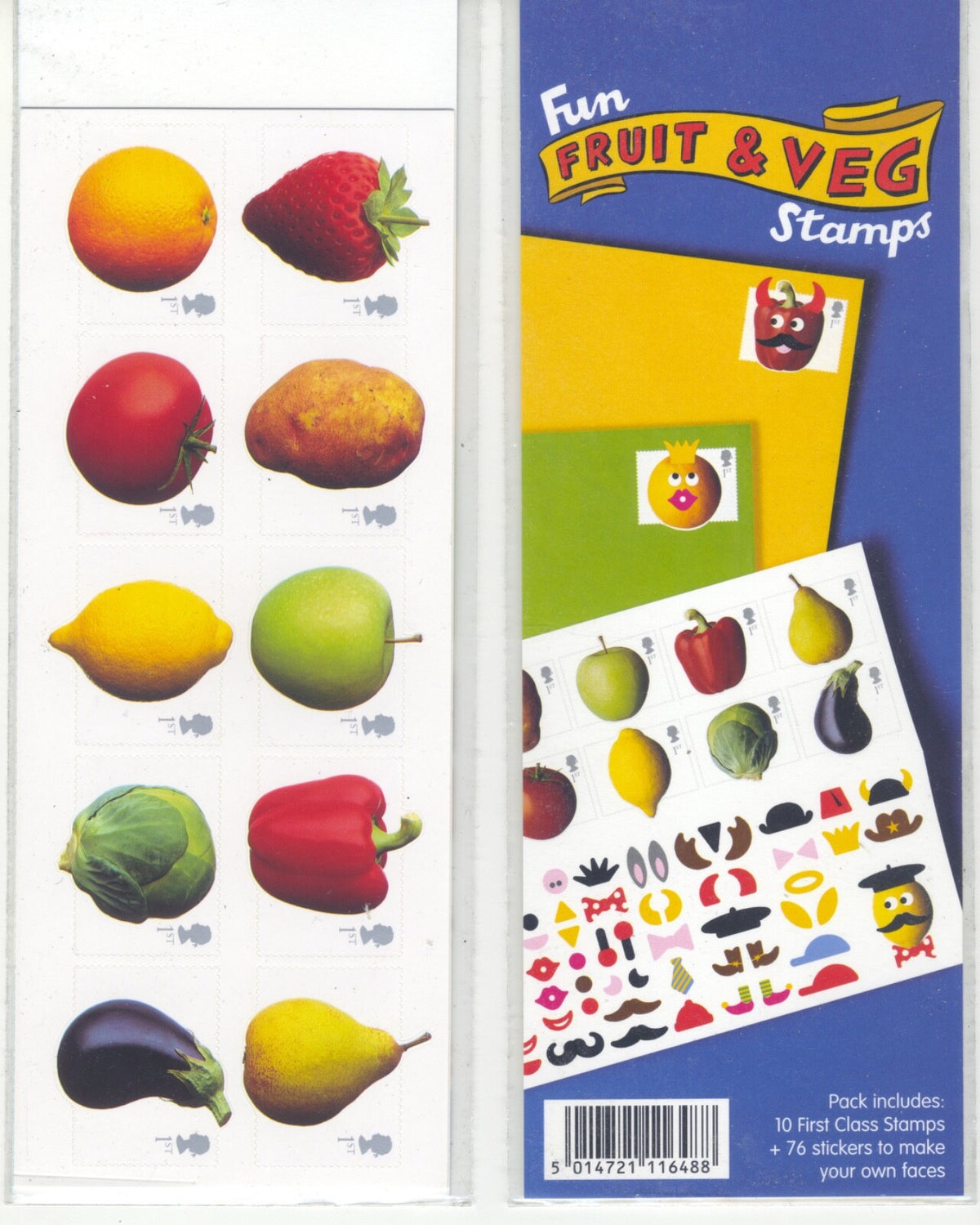 GB 2003 - Fun Fruit and Veg Pack - 10 x 1st class stamps - SG 2348-2357 - MNH