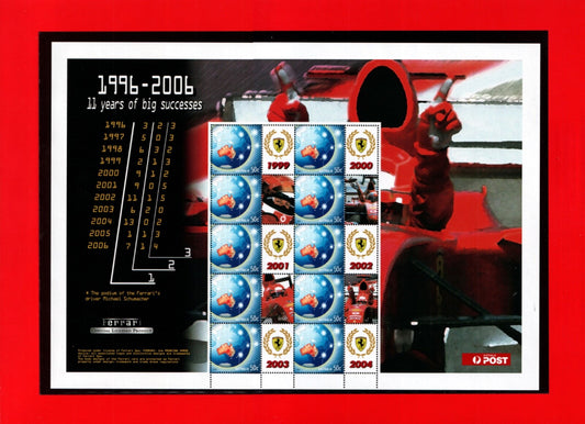 2007 Australia - SES / P-Stamp Sheet,  Ferrari 1996-2006 Success - MNH in Folder