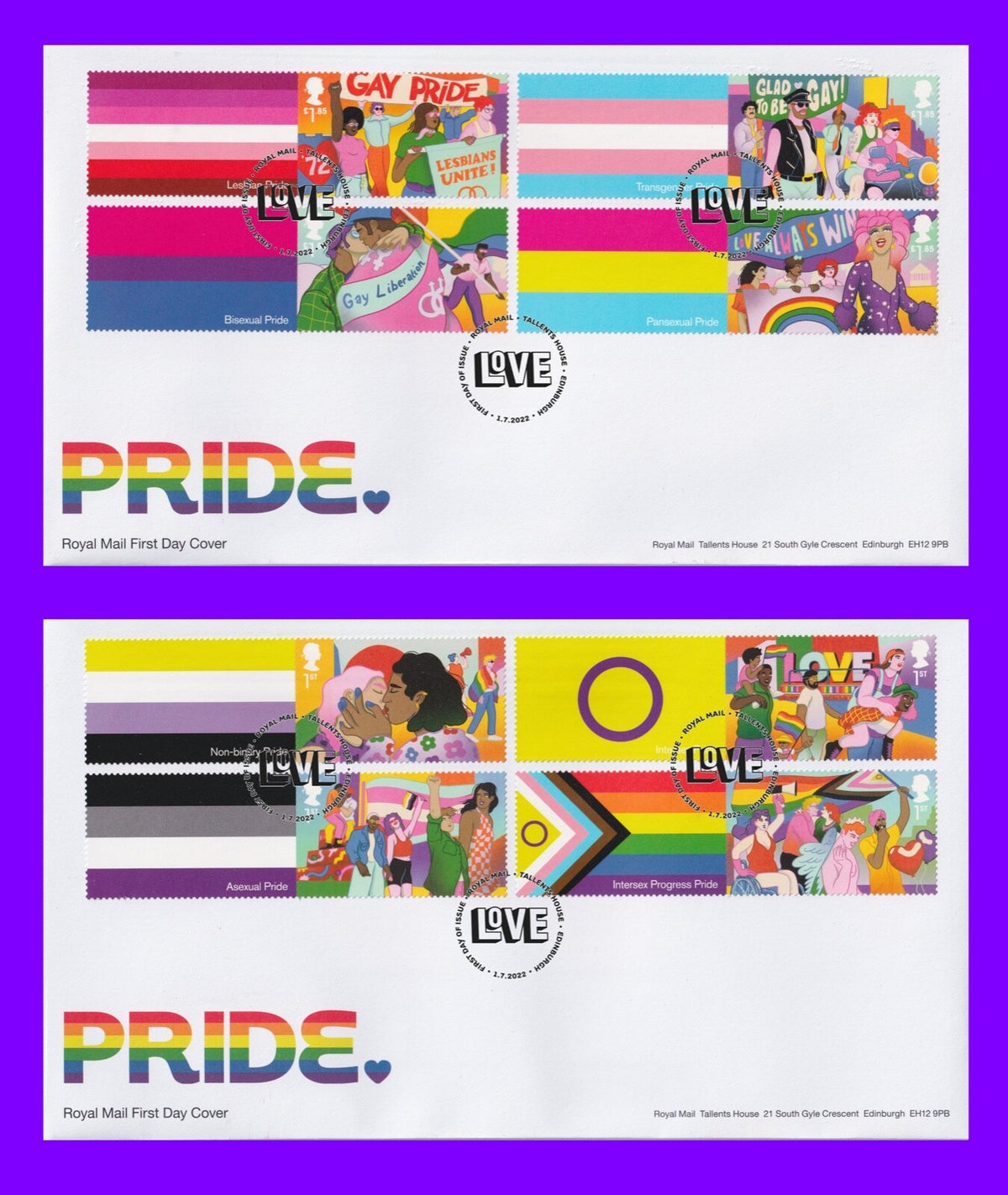 GB 2022  PRIDE -  Smilers / Collectors Sheet - FDC (2) GS-144/LS-142