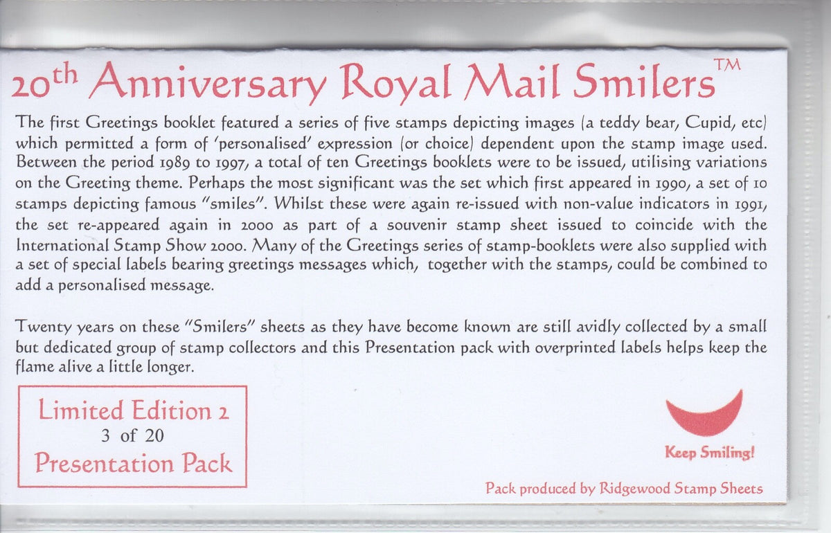 20th Anniversary of RM Smilers Presentation Pack -  Limited Edition (20)