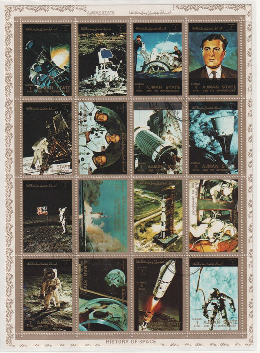 Ajman 1973 - History of Space  Mi-2627 A- Mi-2652 A - Perf  Sheet MNH