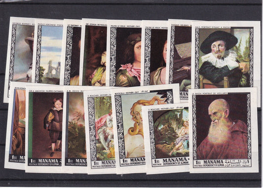 1968 Manama - Paintings by Old Masters - Mi-432B-446B Imperf - MNH
