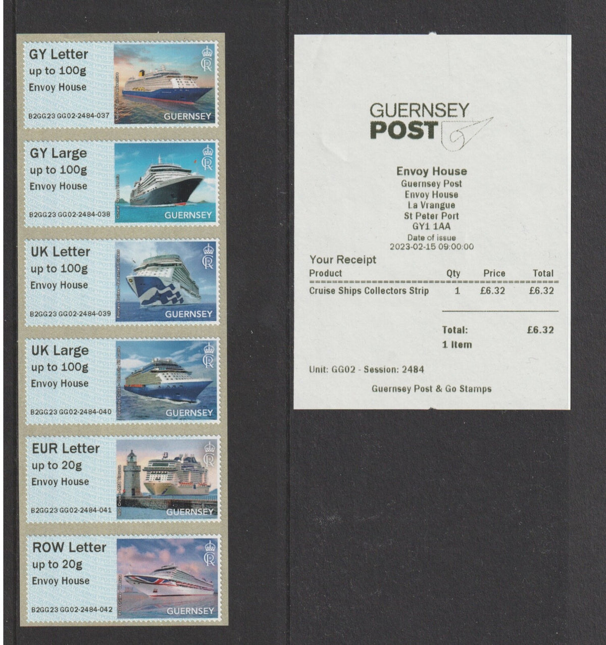 2023 Guernsey - Post & Go - Visiting Cruise Ships Envoy House O/P - B2GG23 GG02