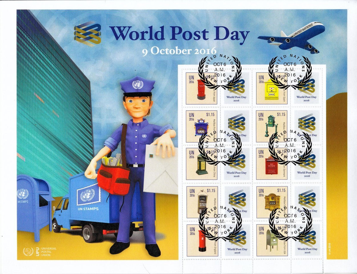 UN 2016 - World Post Day Personalised Stamp Sheet - MNH/CTO